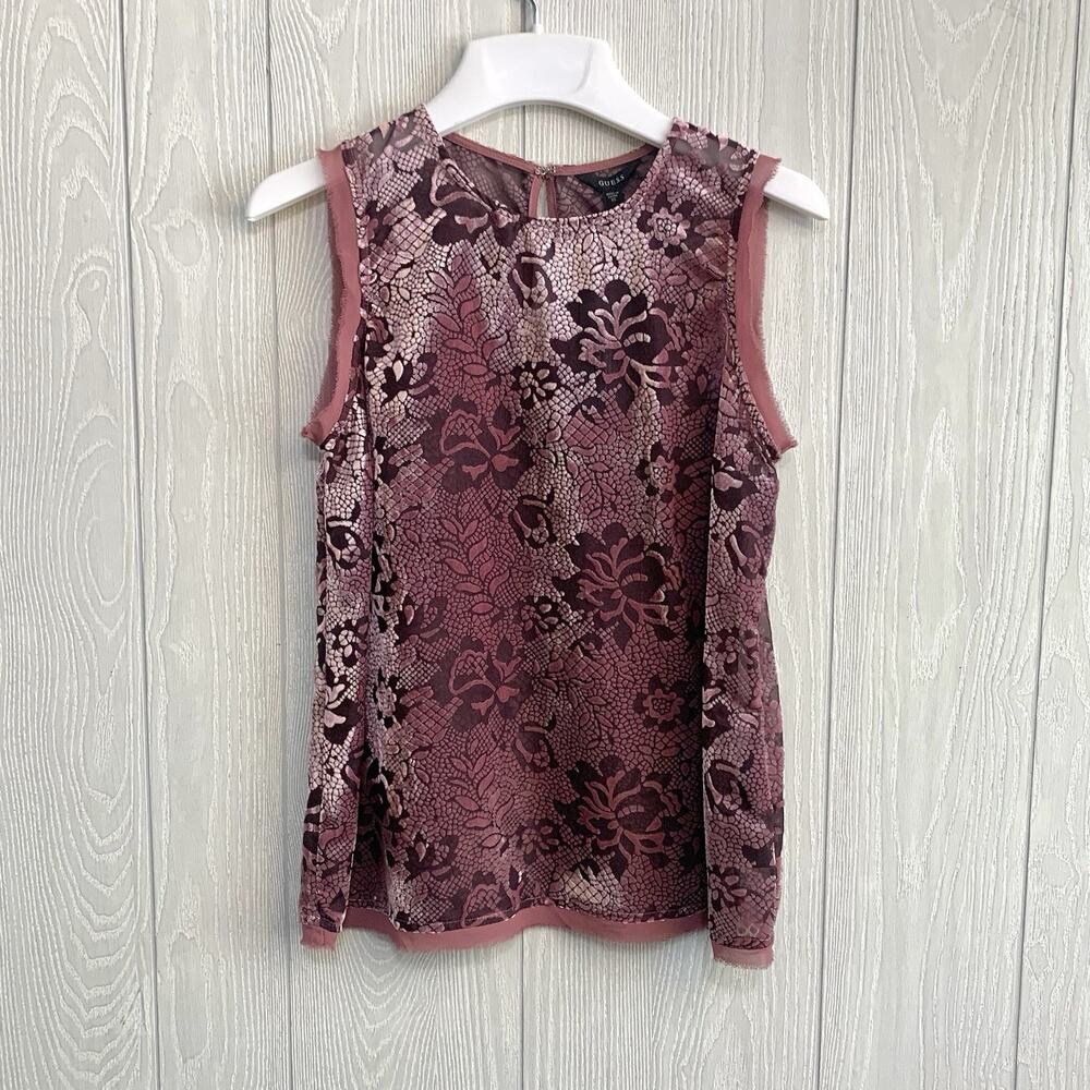 Guess Nadiyah Burnout Top Sleeveless Purple XS NWT